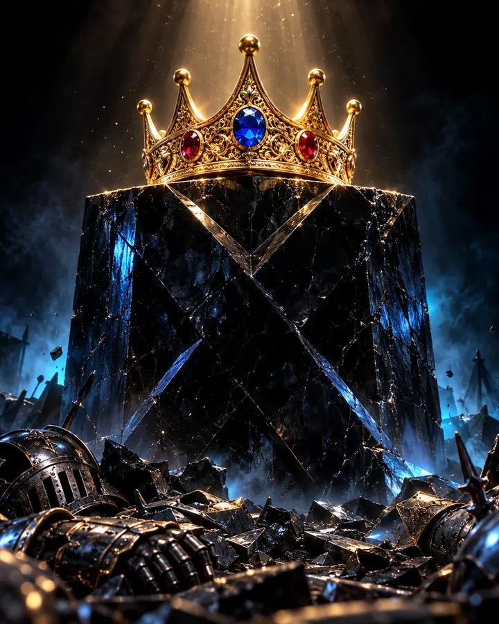 The crown alone on top of a black stone X